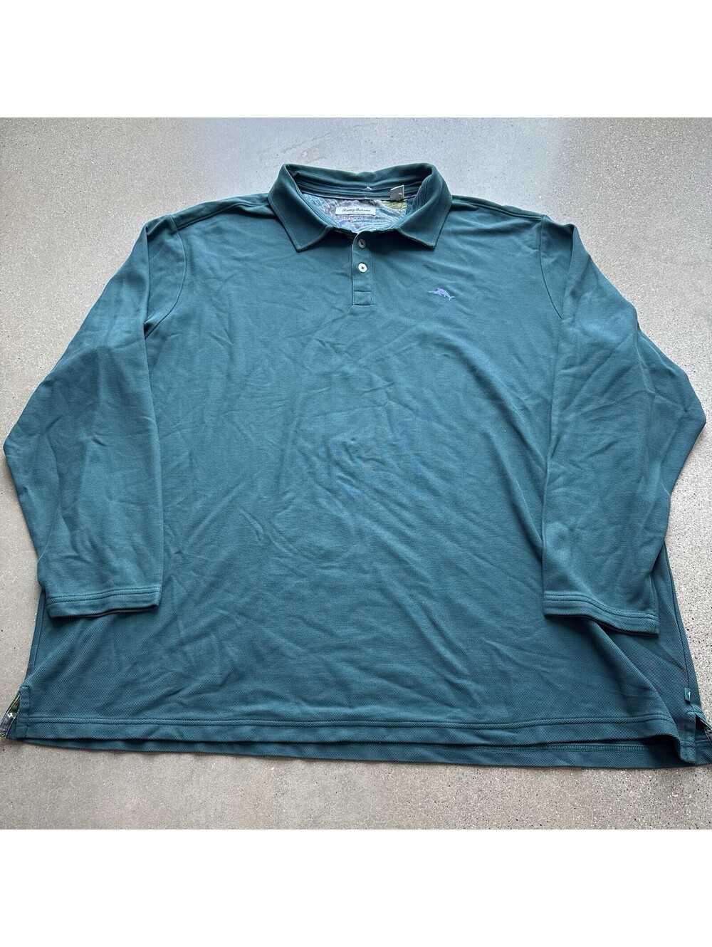 Tommy Bahama Island Zone Polo Shirt Mens 3XL Green Supima Long Sleeve 5 o clock
